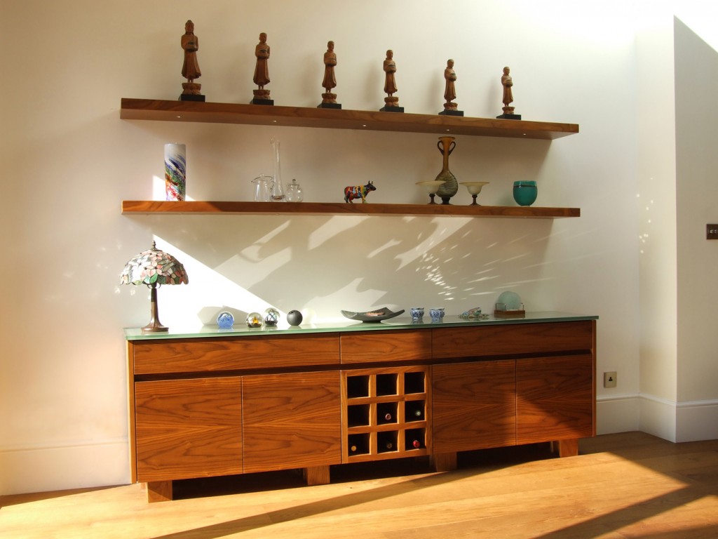 Walnut Floating Shelves with LED Lights